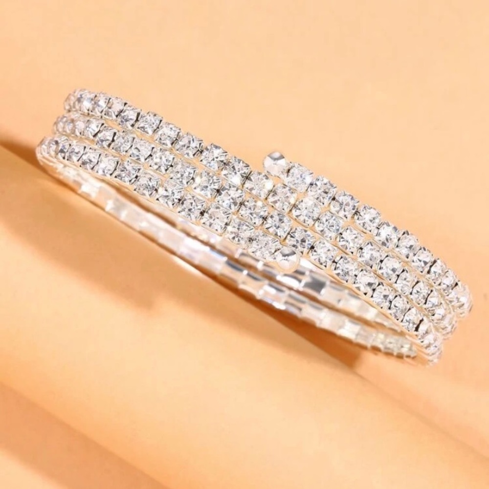 Body Jewelry Rhinestone Arm Bracelet Adjustable Stretch Arm Wrap - Picture 2 of 2